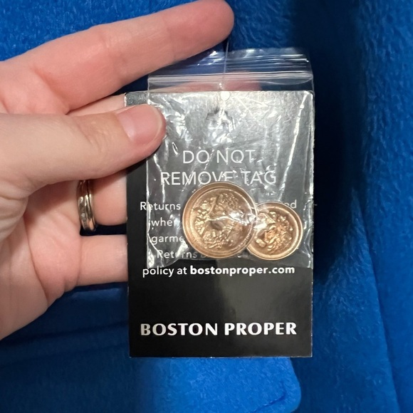 Boston Proper Classic Princess Blue Tailored Pea Coat Size 8 Old Money Preppy - Picture 11 of 12